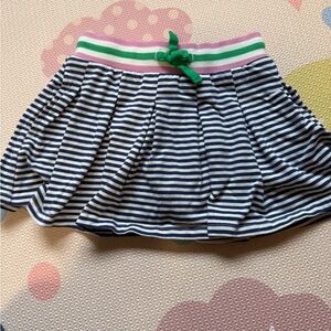 Mini Boden Navy and White Striped Skirt with Pink and Green Trim